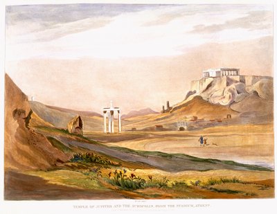 Temple of Jupiter and the Acropolis, from the stadium, Athens, published London 1835 by English School